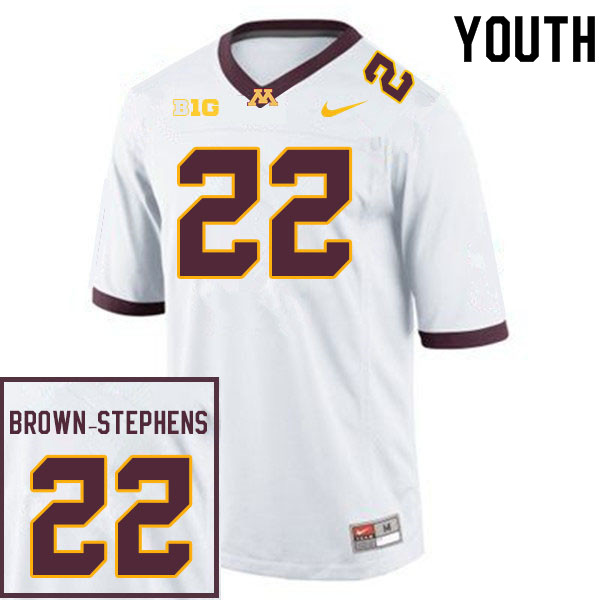 Youth #22 Michael Brown-Stephens Minnesota Golden Gophers College Football Jerseys Sale-White